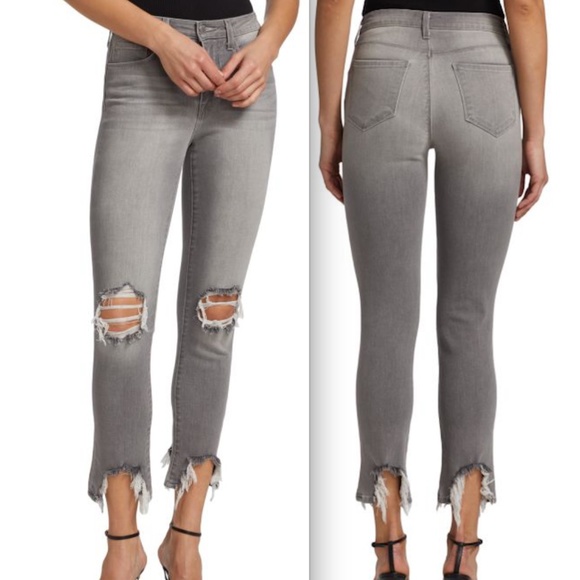 L' AGENCE Jeans Size 23 High Line High Rise Skinny Vineyard Distressed Moto - Picture 1 of 10